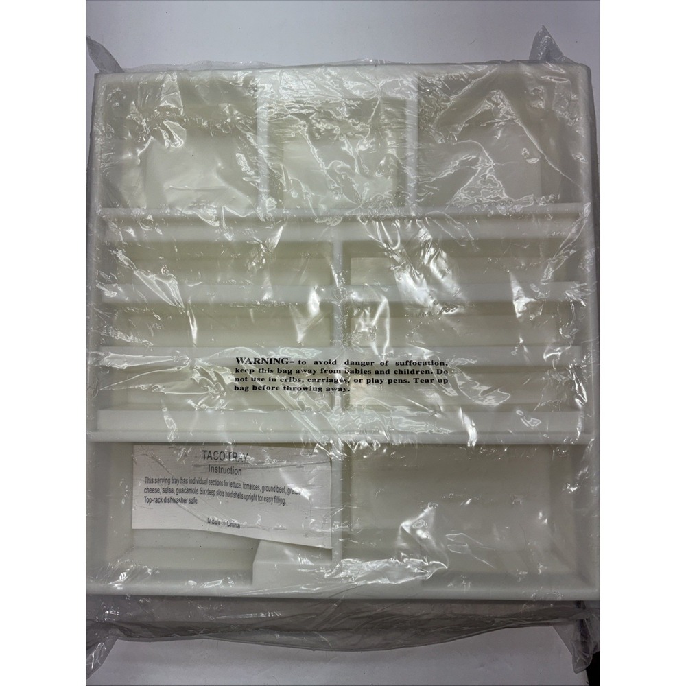 Set Of 2 Taco Serving Trays- Multi Slots for Ingredient - 12" x 13" - Plastic